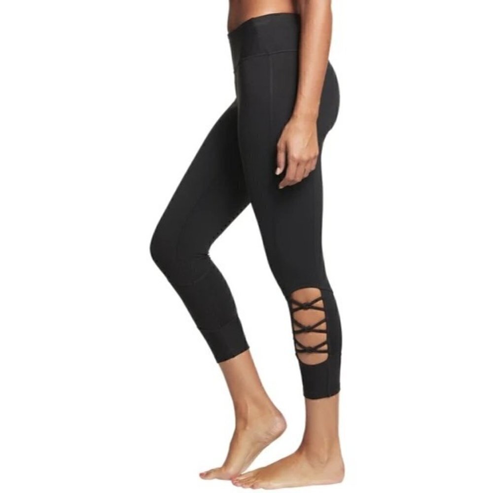 Prana Black Itzel Crop Cut Out Athletic Pants M